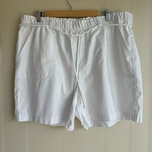 Talbots NWT White Twill Pull-On Shorts Tencel Cotton Nautical Rope Size XL Beach